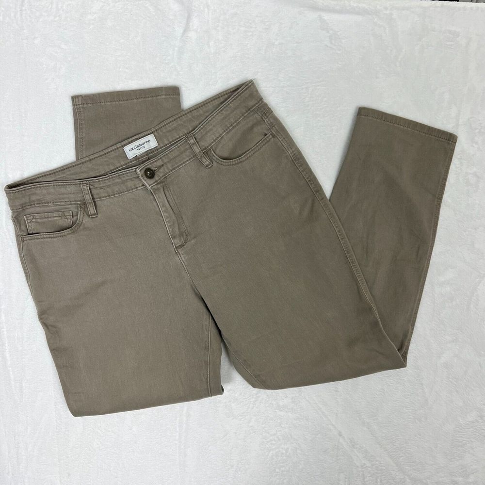 Liz Claiborne Pants Women's 12P Brown Petite Flat Front